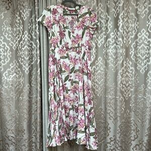 Floral Maxi Dress Short Sleeve Size Large